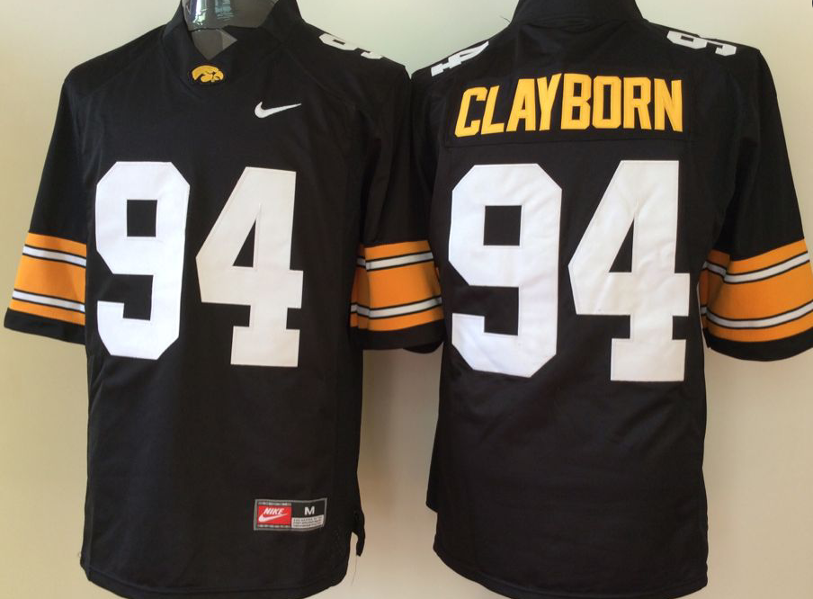 NCAA Men Iowa Hawkeyes Black #94 clayborn